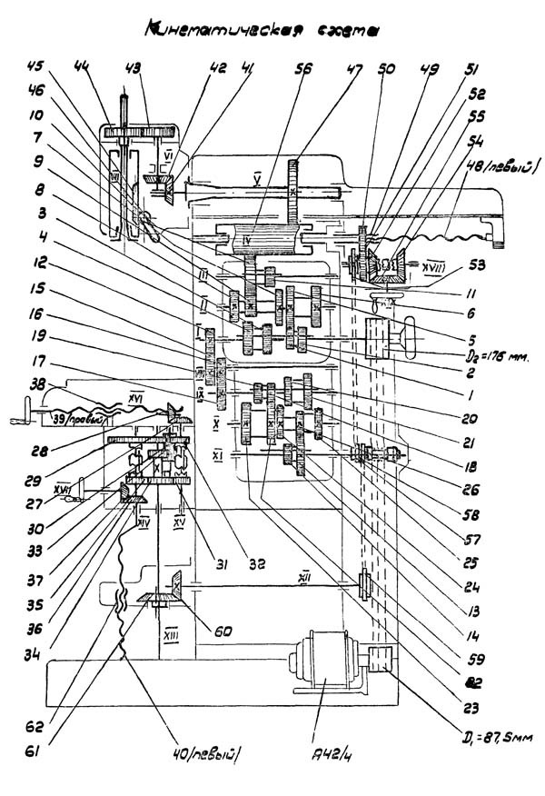 Схема кінематична фрезерного верстата 679